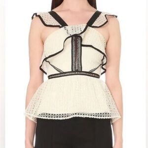 Self Portrait Contrast Ruffle Top